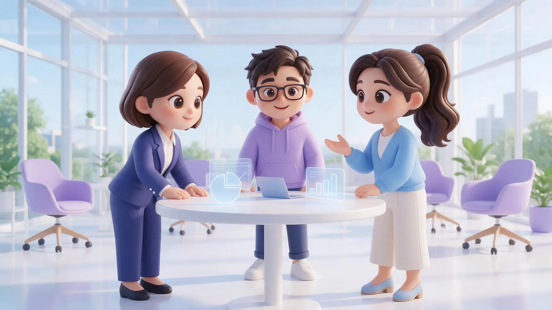 A short video of friendly digital colleagues working together
